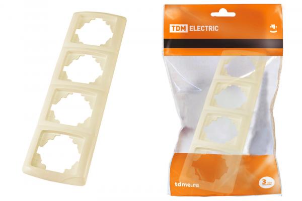 TDM  Онега  Слоновая Кость  Рамка 4-местная вертикальная SQ1805-0058