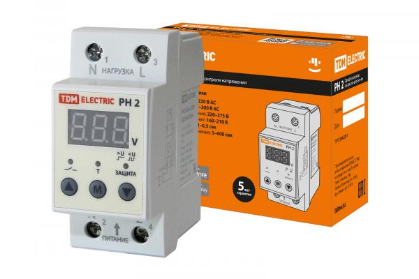 Реле напряжения 1-фазное серии РН 2 63А-220В (LED-дисплей) TDM
