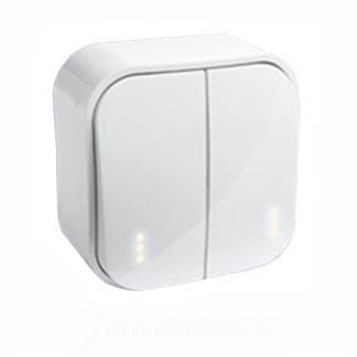 Legrand  Quteo  Белый Выключатель 2 клавишный открытая установка 782202