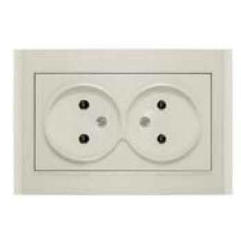 UNIVersal  Бриллиант  Слоновая Кость  Розетка 2-местная без заземляющих контактов 16А 220В скрытая установка 7948738