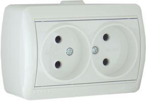 Lezard  Nata  Белый Розетка 2-местная без заземляющих контактов закрытый корпус керамика открытая установка (877584) 710-0200-128