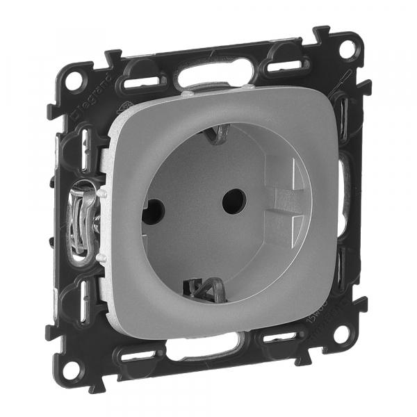 Legrand 753924 Valena ALLURE.Силовая розетка 2К+З 16А 250В с лицевой панелью.Винтовые зажимы.Алюминий